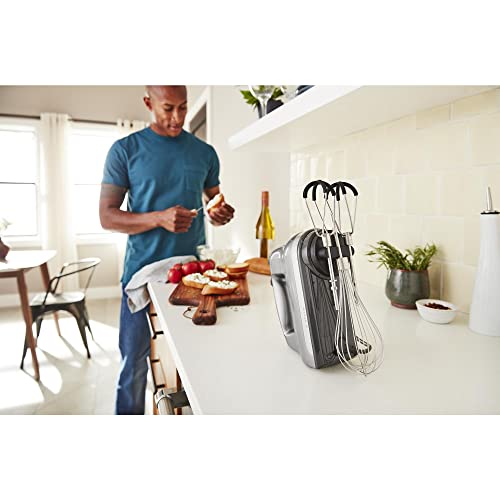 KitchenAid 6 Speed Hand Mixer with Flex Edge Beaters - KHM6118, Contour Silver