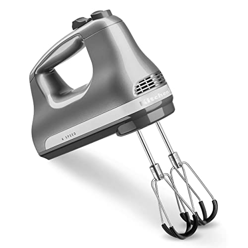 KitchenAid 6 Speed Hand Mixer with Flex Edge Beaters - KHM6118, Contour Silver